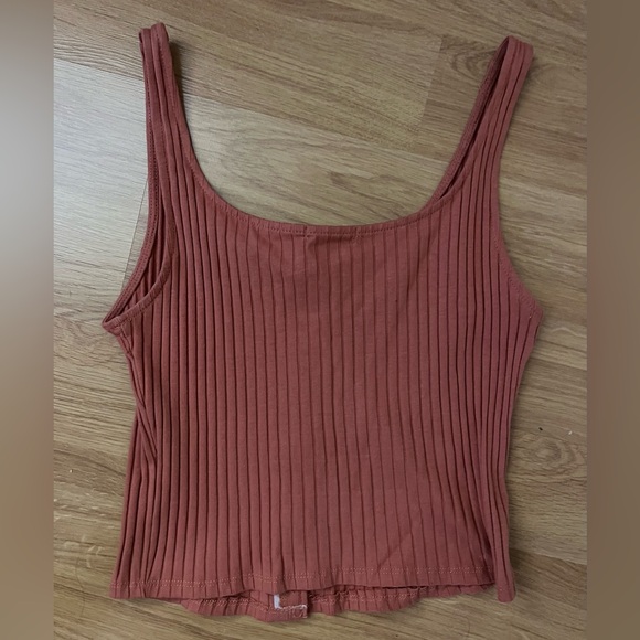 Heart & Hips Rust Ribbed Short Tank Top - Picture 3 of 3